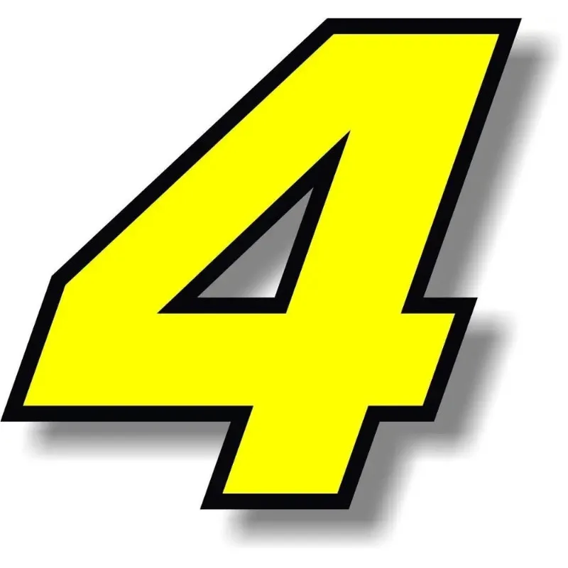 1pc Yellow Black Border Number 0-9 Vinyl Stickers, Waterproof Racing Decals for Car Motorcycle Helmet, 5cm Size