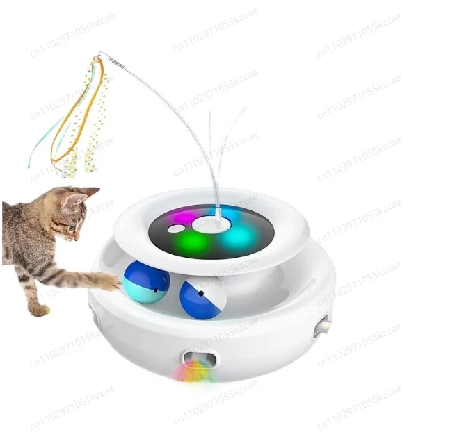 

2 in 1 Smart Cat Toys Automatic Feather Fun Ball Toy Set For Cat Dog 5 Modes Electronic Interactive Pet Toy Accessories
