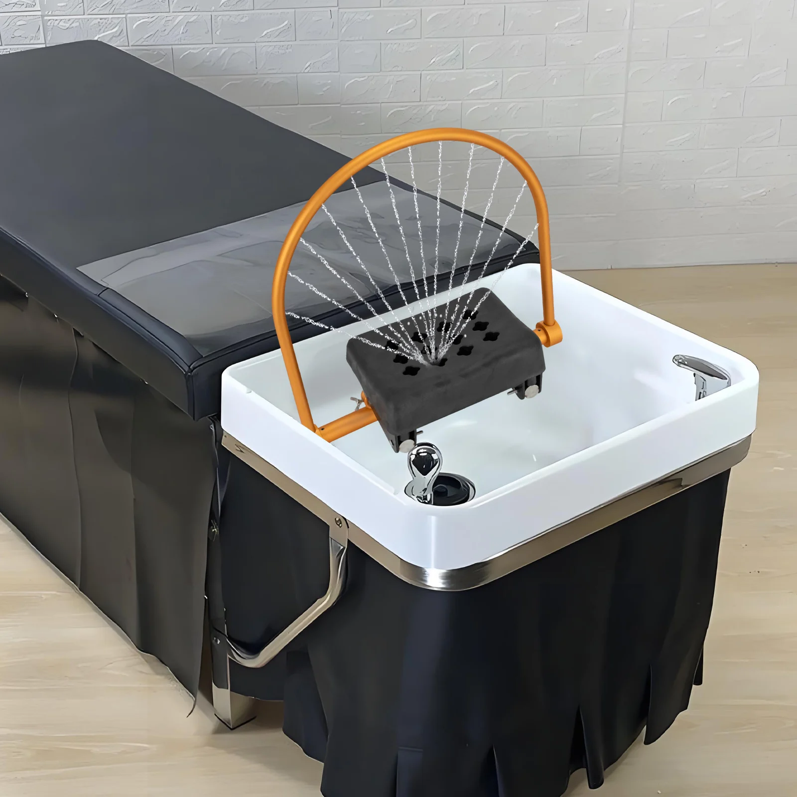 

Water Circulation Frame, Shampoo Bed Accessories, Spa Bed Headrest W/ Pillow, Rotatable Adjustable Design for Hair Washing Salon