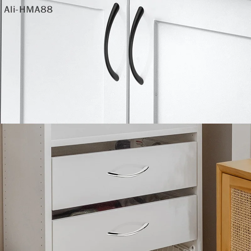 

Zinc Alloy Solid Cupboard Door Handle Simple Curved Drawer Pull Multifunctional Wardrobe Shoe Cabinet Knob Furniture Hardware