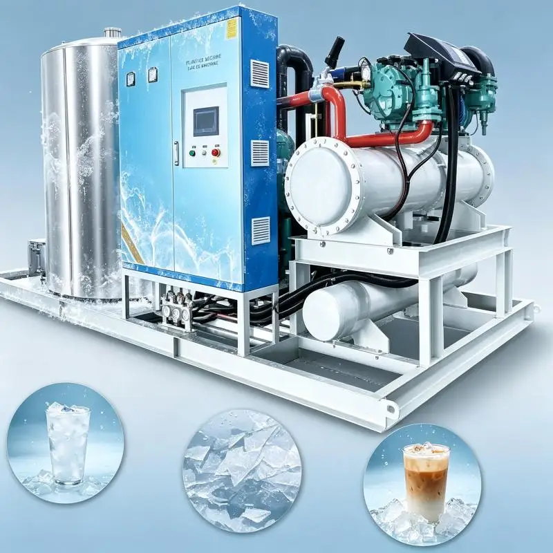 Commercial Ice Flake Maker Automatic High Capacity Ice Machine Efficient Cooling System for Seafood Processing