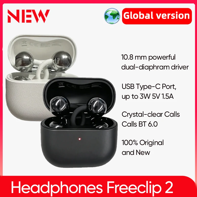 Global Version HUAWEI Freeclip 2 Bluetooth Wireless Headphones Airy C-bridge Design Earbuds Adaptive Open-ear Listening