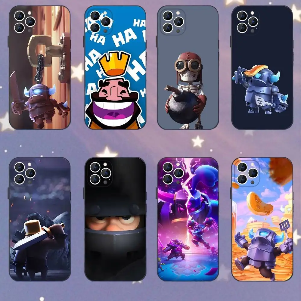 حافظة هاتف Clash Royale لهاتف iPhone 17,16,15,14,13,12,11,Pro,XS,Max,XR,Plus,E,SE4,غطاء ناعم أسود صغير