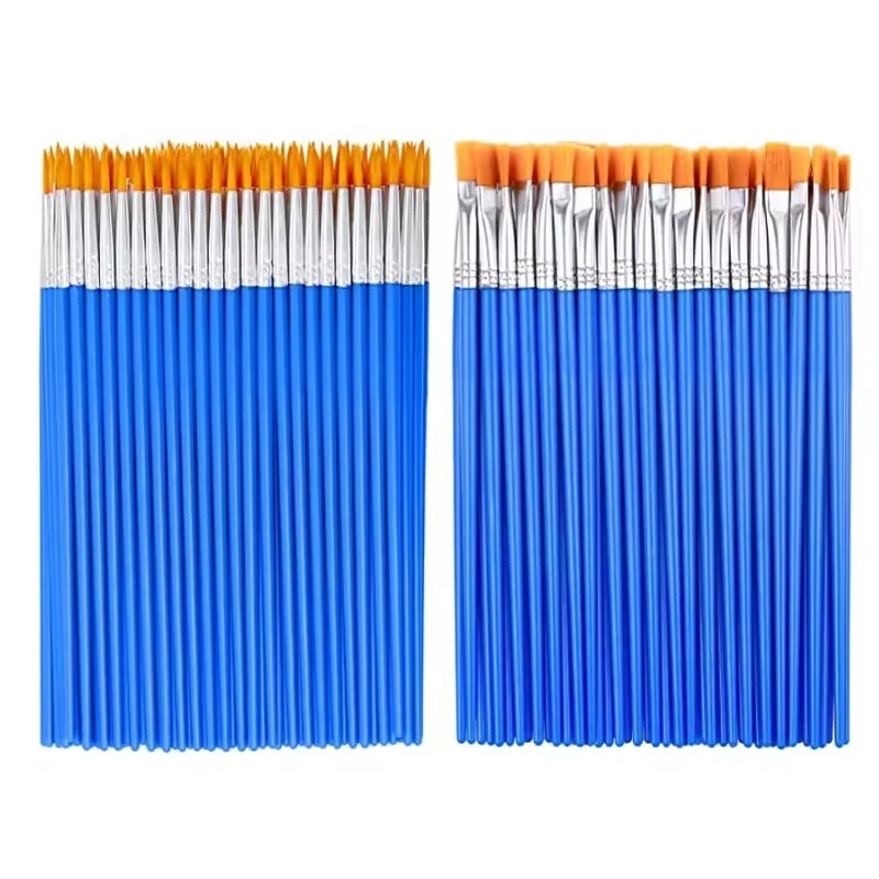 100pcs Paint Brushes Set for Kids Acrylic with Flat Round Pointed Paint Brushes Craft Watercolor Oil Painting Brushes