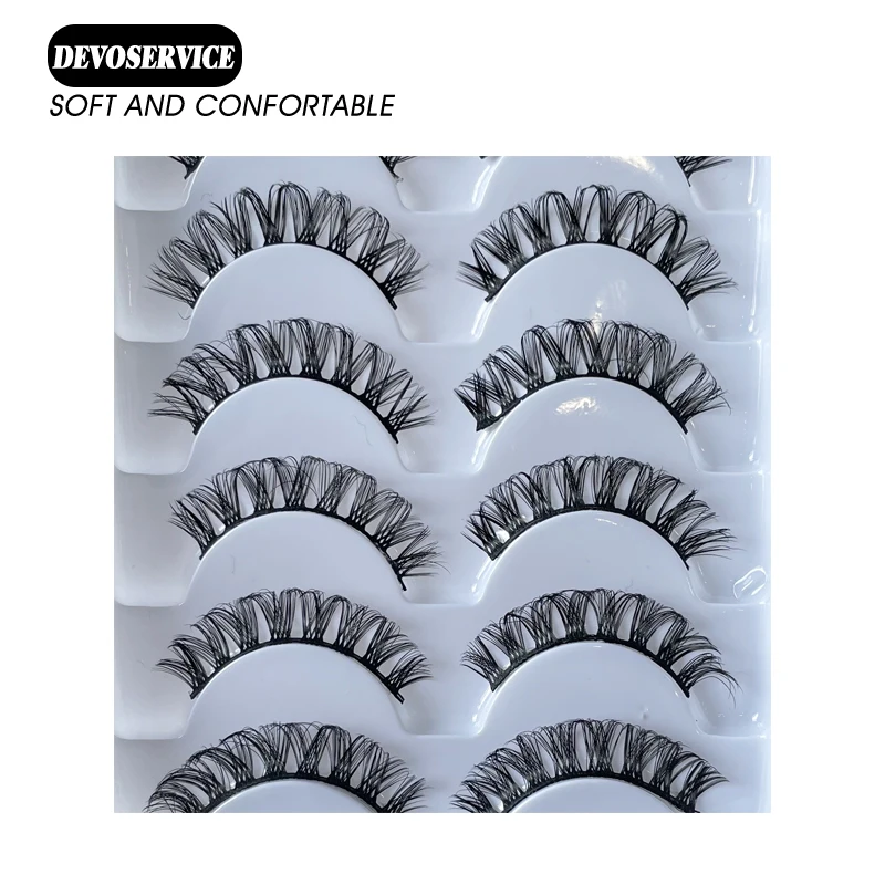 Devoservice Lashes New 6Pairs 3D Russian Strip DD Curl False Eyelashes Faux Mink Lashes Fluffy Reusable Makeup Eyelash Extension