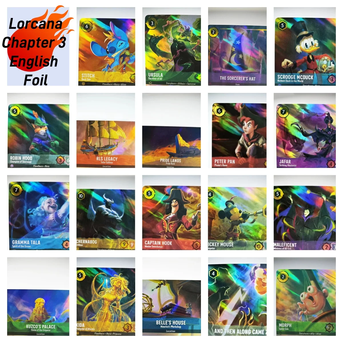 Lorcana Chapter 3 Proxy English  Foil High Quality ursula  stitch belle's house mickey mouse morph pride  kida  TCG Game Cards