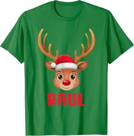 Raul Reindeer Funny Christmas Xmas Pajamas for Raul T Shirt Y2k Funny Christmas Family Members Matching PJs Soft Cotton Clothes