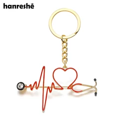 Hanreshe Classic Heart Stethoscope Keychain New Medical Jewelry Backpack Car Keyring for Doctor Nurse Accessories Gifts