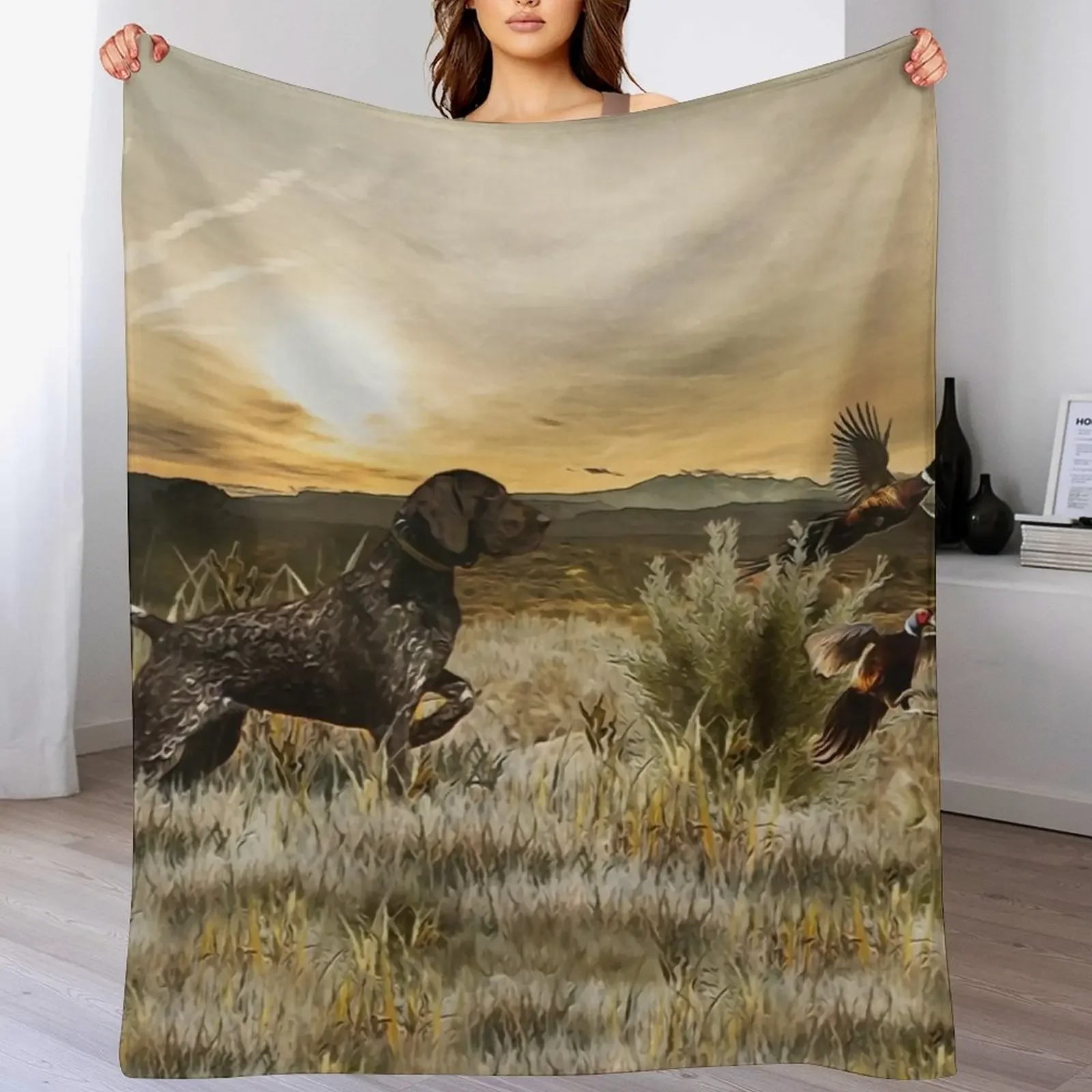 

Pheasant Hunting Season with GSP Throw Blanket for babies Hair Decorative Throw For Baby Blankets