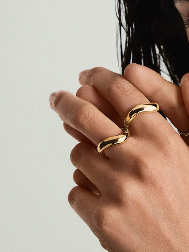 خاتم موجة بسيط ناعم وبسيط من الفضة الإسترليني عيار 925 للنساء لحفلات الخطوبة والذكرى السنوية هدايا مجوهرات راقية عالية الجودة