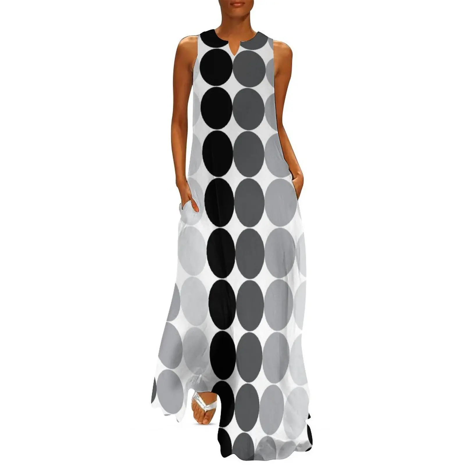 

Monochrome Circles Black and white modern Long Dress Long dresses long sleeve dresses summer clothes for women Dress