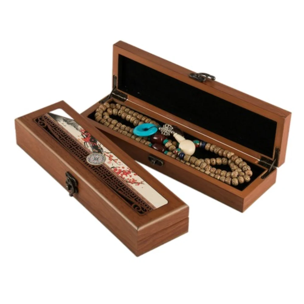 

Bracelet Necklace Wooden Jewelry Box Earrings Rings Storage Jewelry Display Box Organizer Pedant Vintage Trinket Case Gift Box