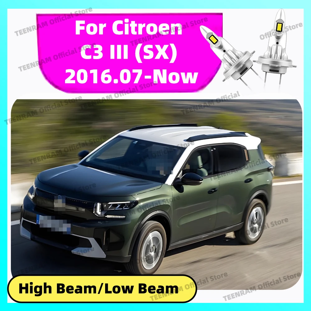 

2/4Pcs LED Headlights For Citroen C3 III 3 (SX) 2017-2025 2018 2019 2020 2021 2022 Head Lamp Bulbs 30000LM 6000K High Low Beam