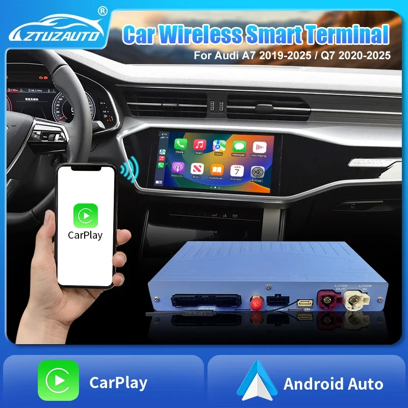 Wireless CarPlay For Audi A7 Q7 MIB3 2019-2025 8.8&10.1 inch Android Auto Support Front Reverse Camera Mirror-Link Retrofit Box