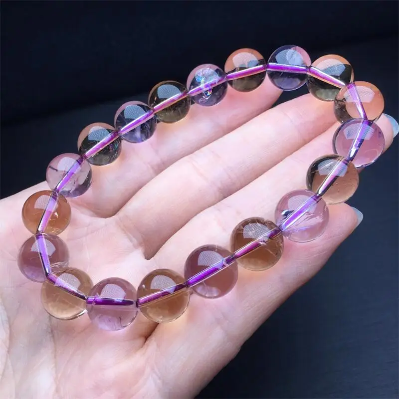 10MM Natural Ametrine Bracelet Women Fashion Sweet Reiki Healing Energy Strand Girls Jewelry Gift 1PCS