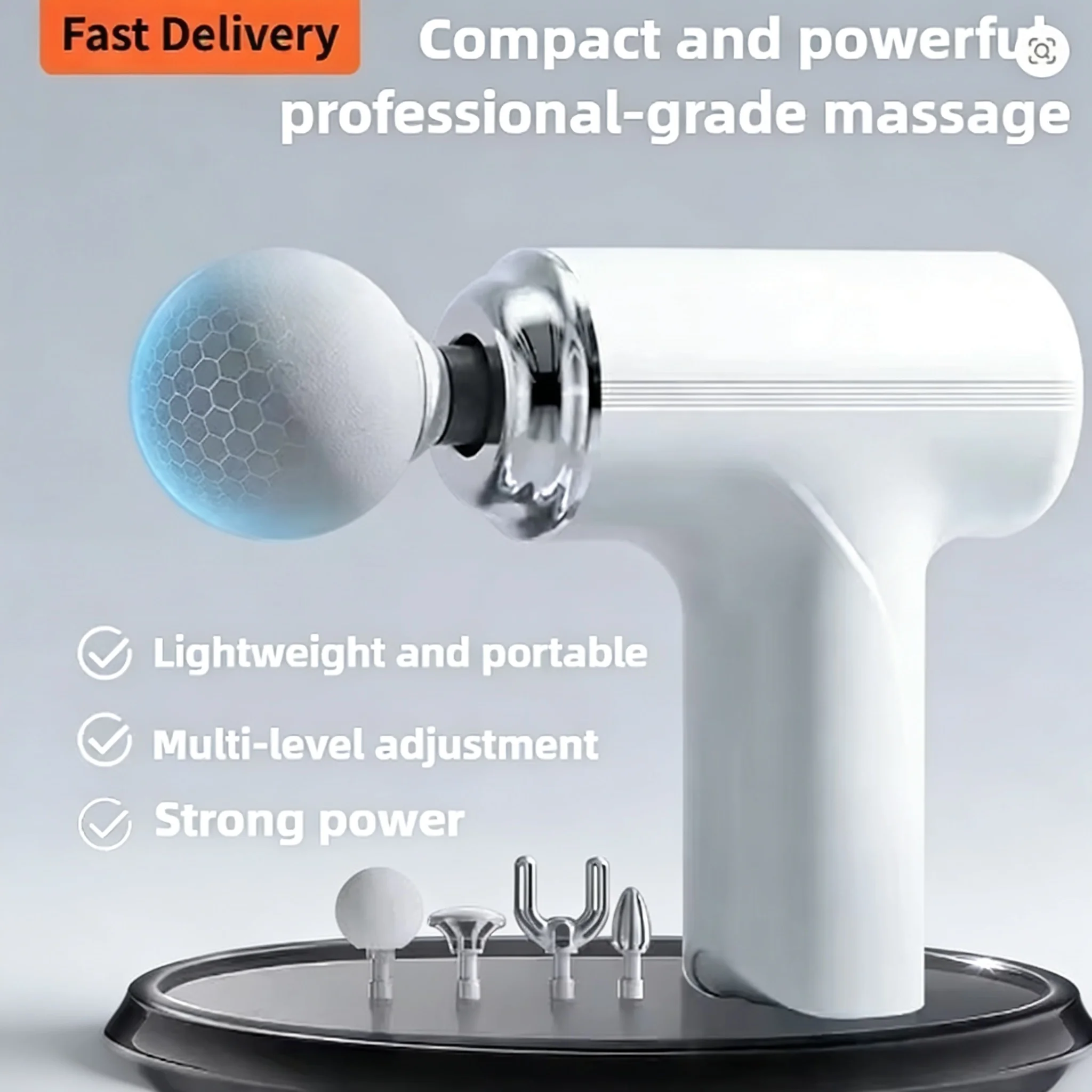 

Portable Fascia Gun Vibrating Massager, Suitable for Body, Neck, and Back, Deep Muscle Relaxation, Fitness and Slimming, 4 Heads