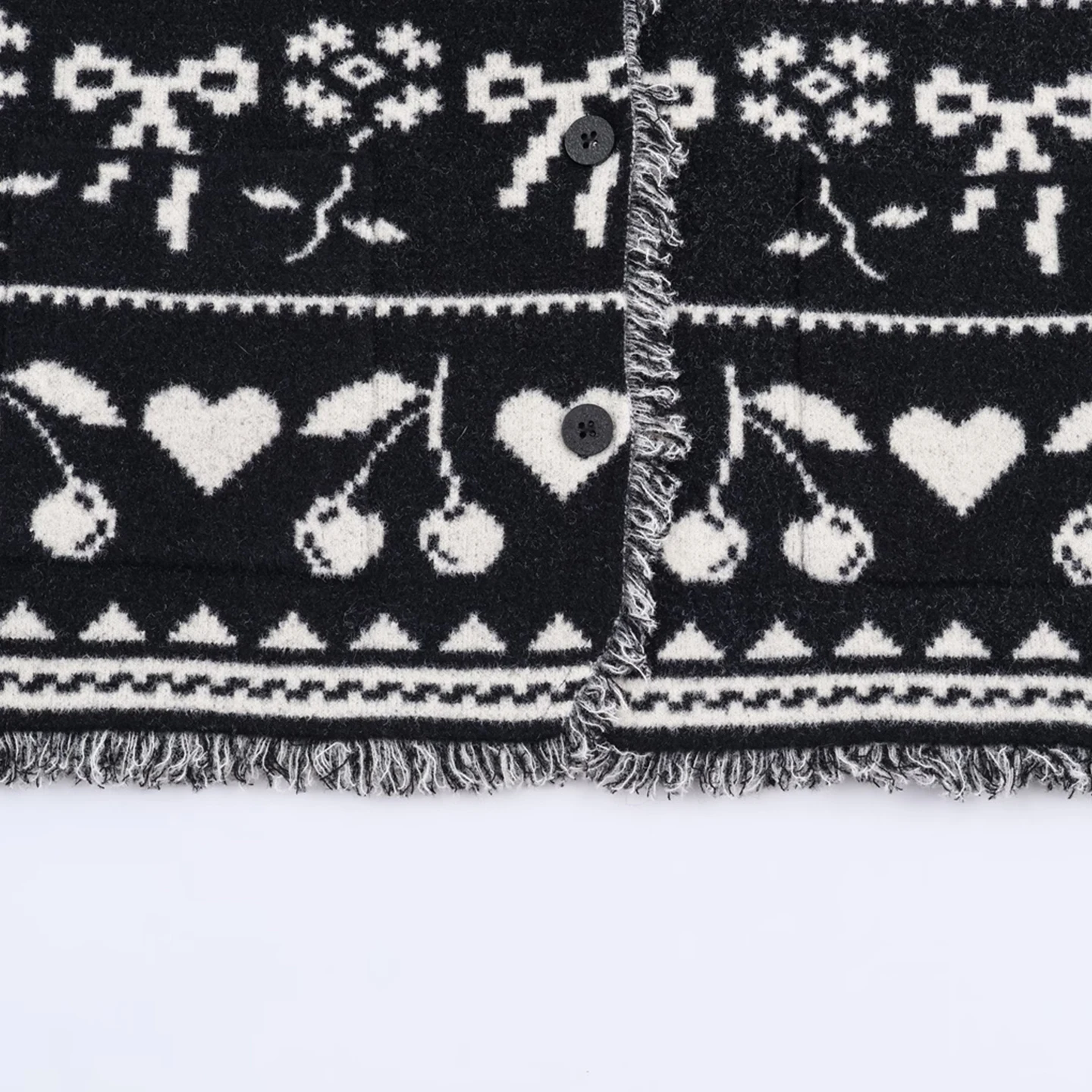 

2025 Autumn New Sle Women's Cherry Embroidery Fringed Knitted Svel V-Ne Vest Original Design Faion Ladies Vest