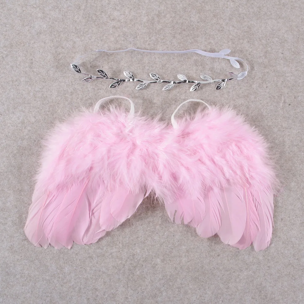 عصابة رأس جديدة مصنوعة يدويًا على شكل زهرة أوروبية وأجنحة ريش الملاك دعائم تصوير للأطفال بدلة أزياء للأطفال