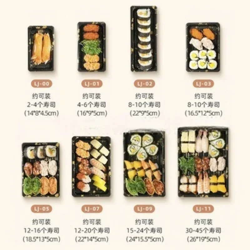 Sushi Takeout Box Japanese Style Disposable Transparent Plastic Container Anti Fog Salmon Packing Box