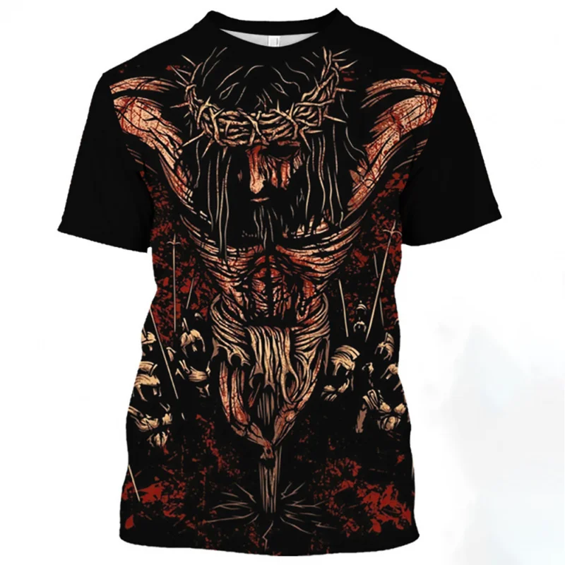 

1 Piece Custom Your Picture Jesus Christ Pattern T Shirt For Men Summer Casual O-Neck Oversized Short Sleeve Tshirts