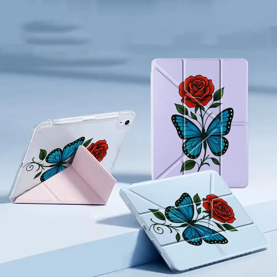 

Sunflower Rose Butterfly Holder Cover Tablet Case For iPad Air 4 5 M3 M2 M4 11inch Pro 11th 10th 9th 8th 12 Mini 6 7 Pro 2025