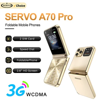 SERVO SIM 카드 플립 폰, 3G WCDMA, 푸시 단추 속도 다이얼, 셀룰러 MP3 FM 토치, 블랙리스트 폴드 폰, 저렴한 가격, A70 프로 2, 신제품 