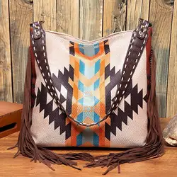 Woman Bags Hand-made Canvas Linen Women's Beach One-shoulder carry canvas ethnic style print large capacity,Crossbody for 2023