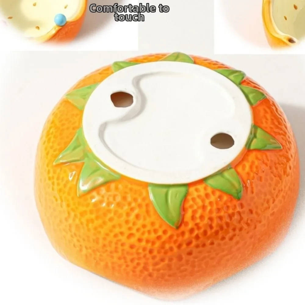 Plato de Cerámica 2 en 1 para Frutas con Tenedores, Plato para Servir Ensaladas y Frutas, Decoración con Forma de Fresa y Naranja, Tazón para Ensaladas