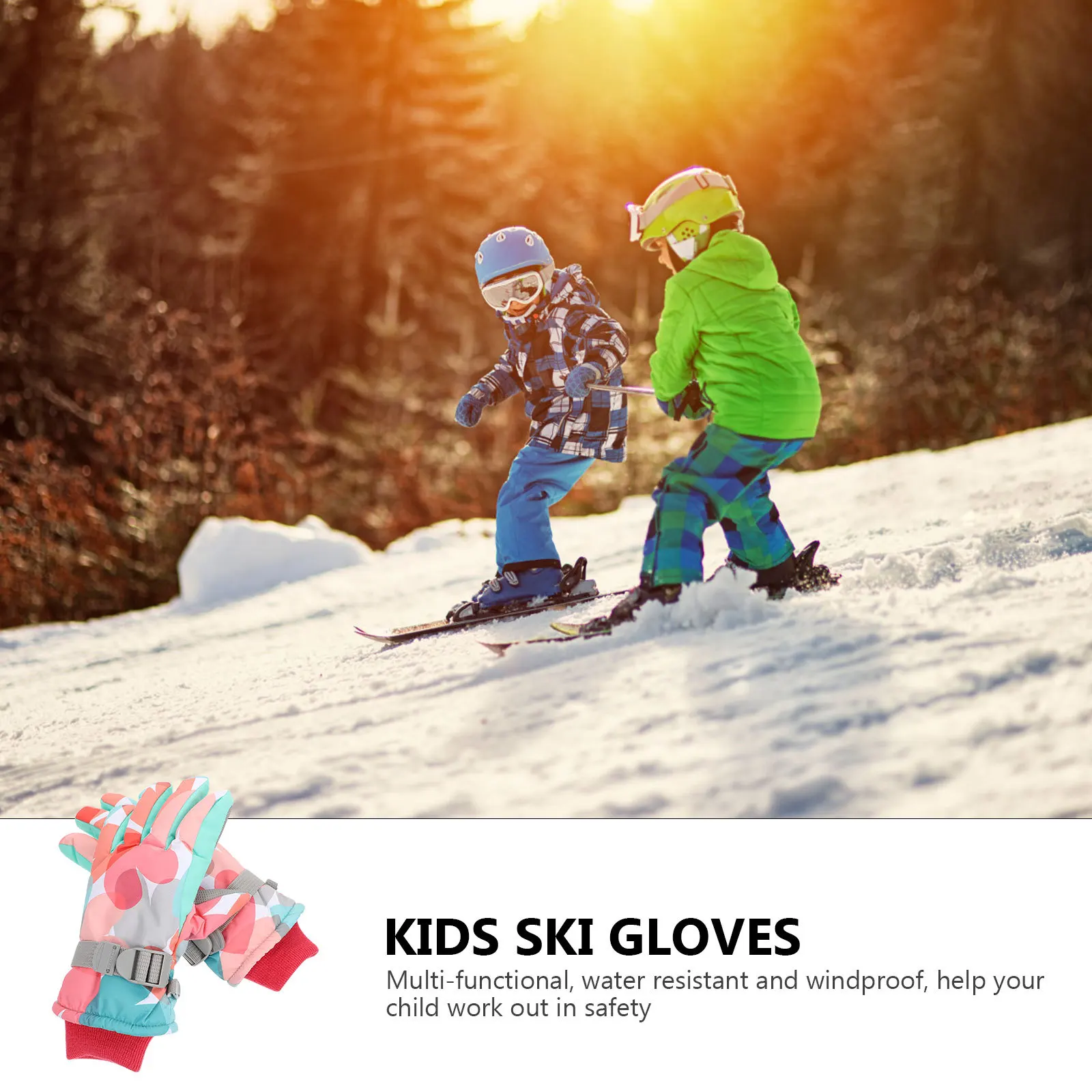 1Pair Kids Winter Gloves Waterproof Windproof Cold Proof Breathable Warm Ski Gloves Children Outdoor Activities