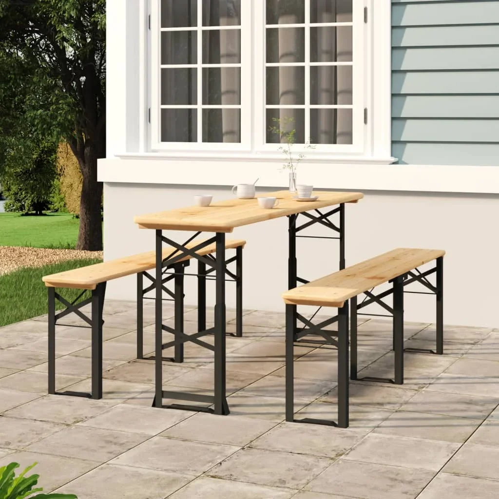 Faltbarer Bier tisch 170x50x75/cm Massivholz aus Kiefer, Camping-Tische im Freien Gartenmöbel einfacher Garten für Garten im Freien