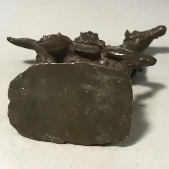 Antique Copper Monkey on Horse Statue - Lucky Desk Ornament, Retro Animal Figurine, Tea Pet Decor