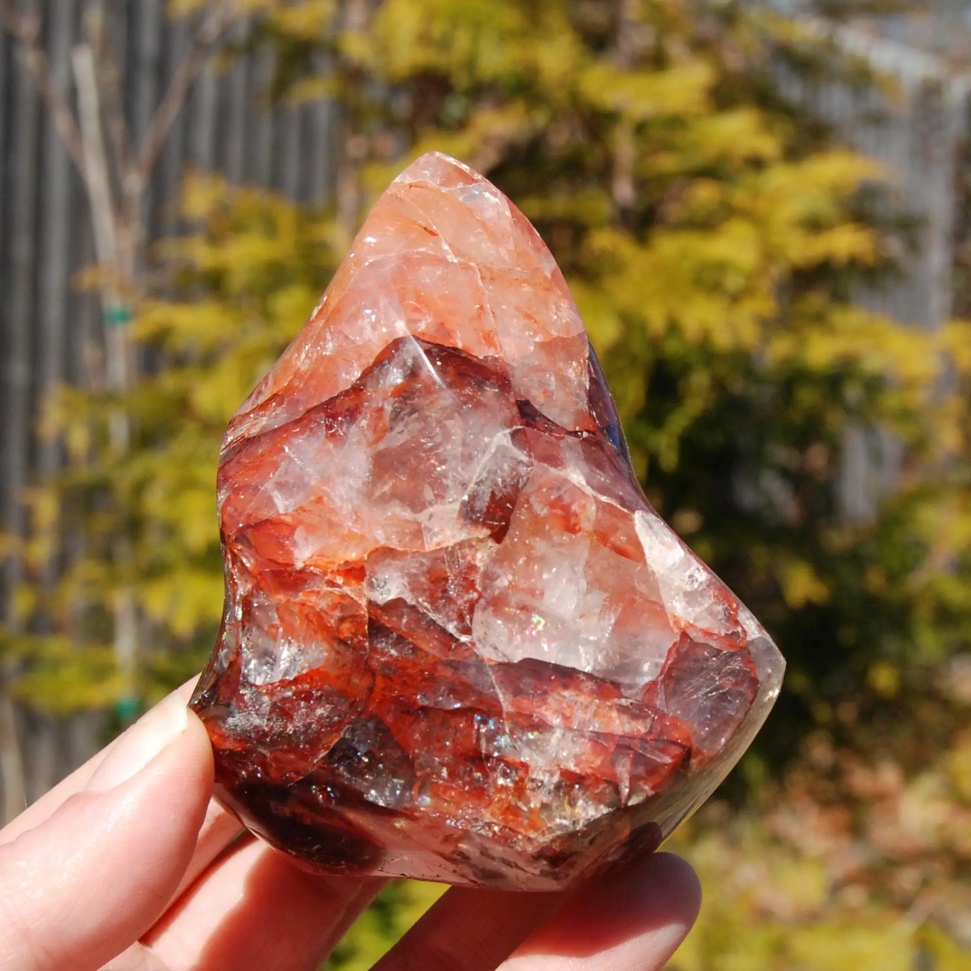 1pc Fire Quartz Flame Sculpture, Polished Red Hematoid Decoration, Home Decor, Perfect for Holiday Gifts