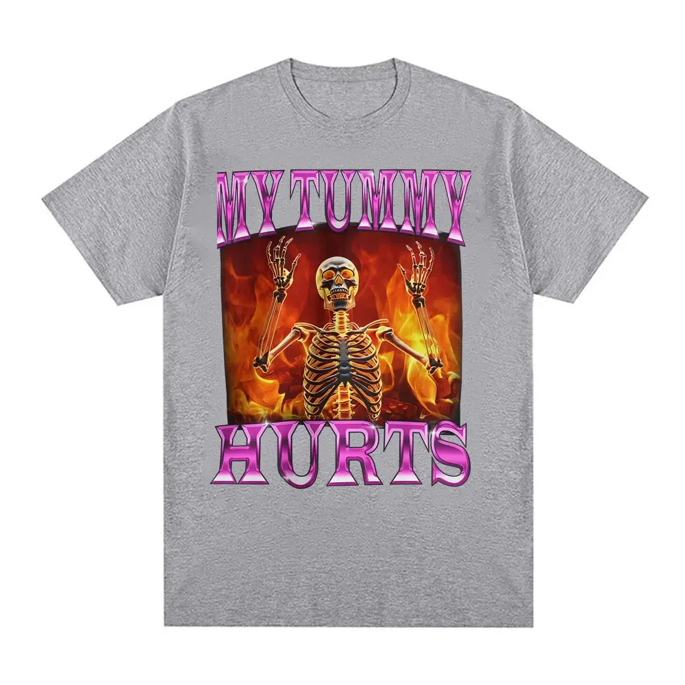 T-shirt divertente scheletro con mal di stomaco per le donne T-shirt comoda estiva gotica alla moda Abbigliamento donna Moda Y2K
