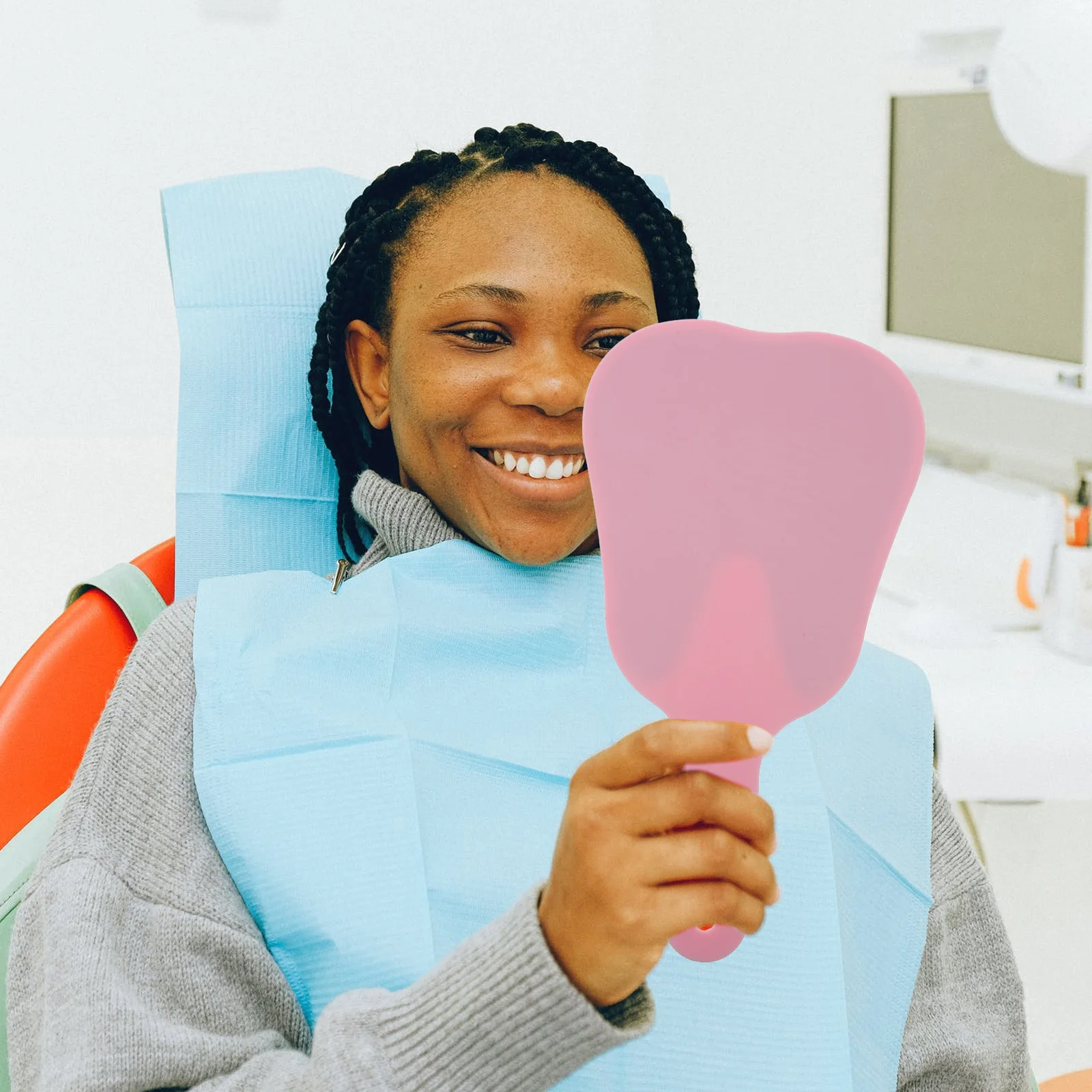 

Dental Mirror for Teeth Examination Portable Tooth Shaped Hand Mirror with Protective Film Ideal for Makeup and Bathroom Use