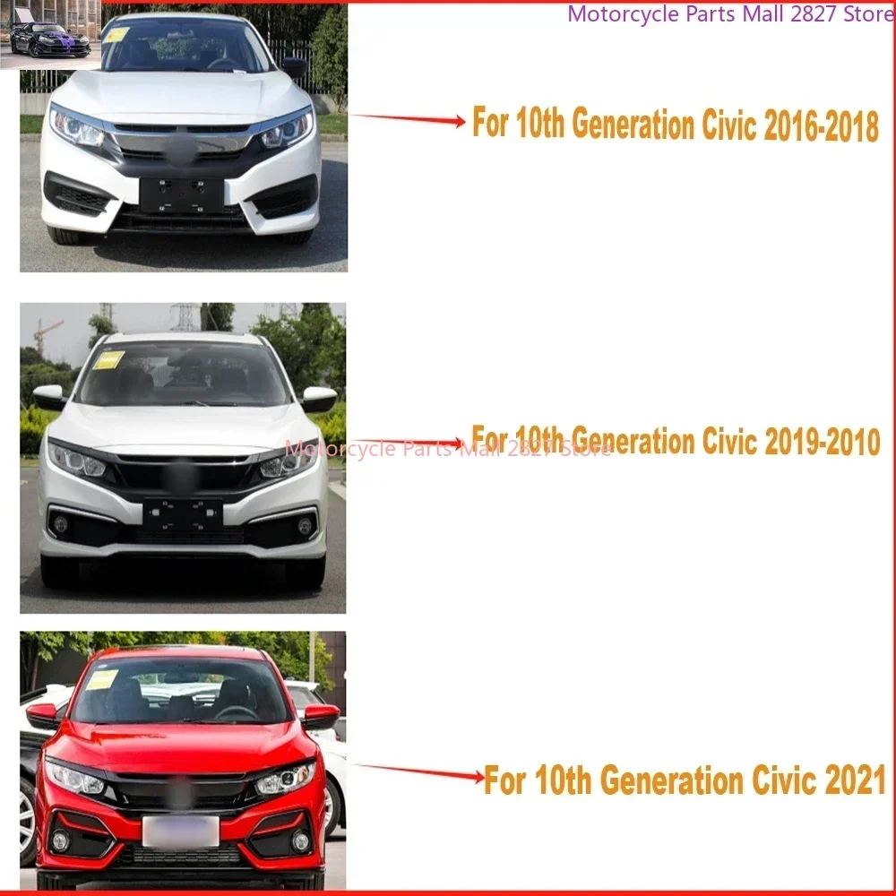 Front Hood Grille Racing Bumper Grill Exterior Accessories for Honda Civic 10th 2016-2018 2019-2020 2021 Black Intake Grille