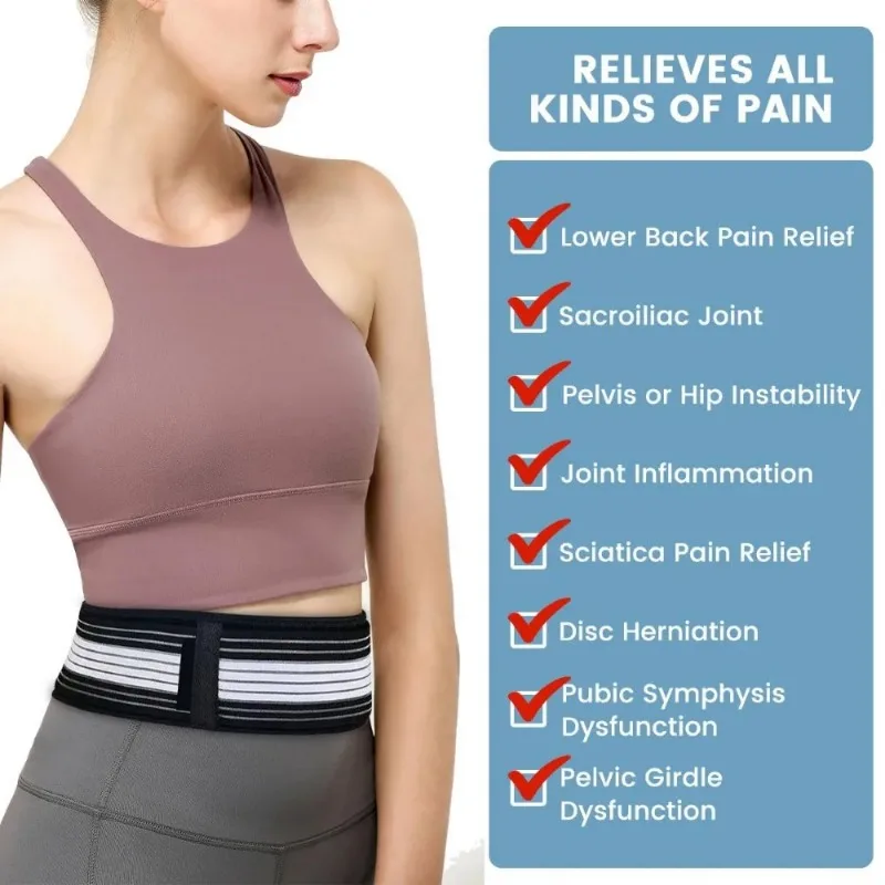 Sport Waist Support Belt Adjustable Sacroiliac SI Joint Hip Belt Pelvic and Lower Back Support Brace Pelvic Support Belt