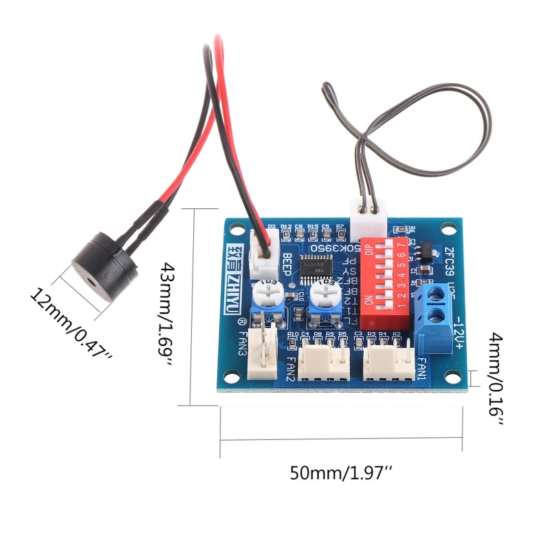 2023ใหม่พัดลม12V ควบคุมอุณหภูมิ PWM โมดูลควบคุมความเร็วพร้อมสัญญาณเตือน
