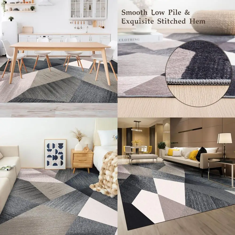 

Современный геометрический ковер 5x7 футов – мягкий, нескользящий, машинная стирка, для жилых помещений, зеленый