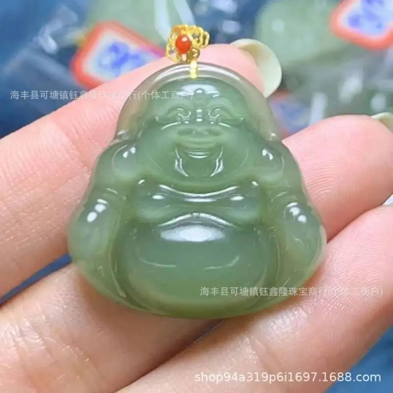 Natural Hetian Jade With Qinghai-Style Inlay 18K Gold Clasp, Available In Color Both Men And Women