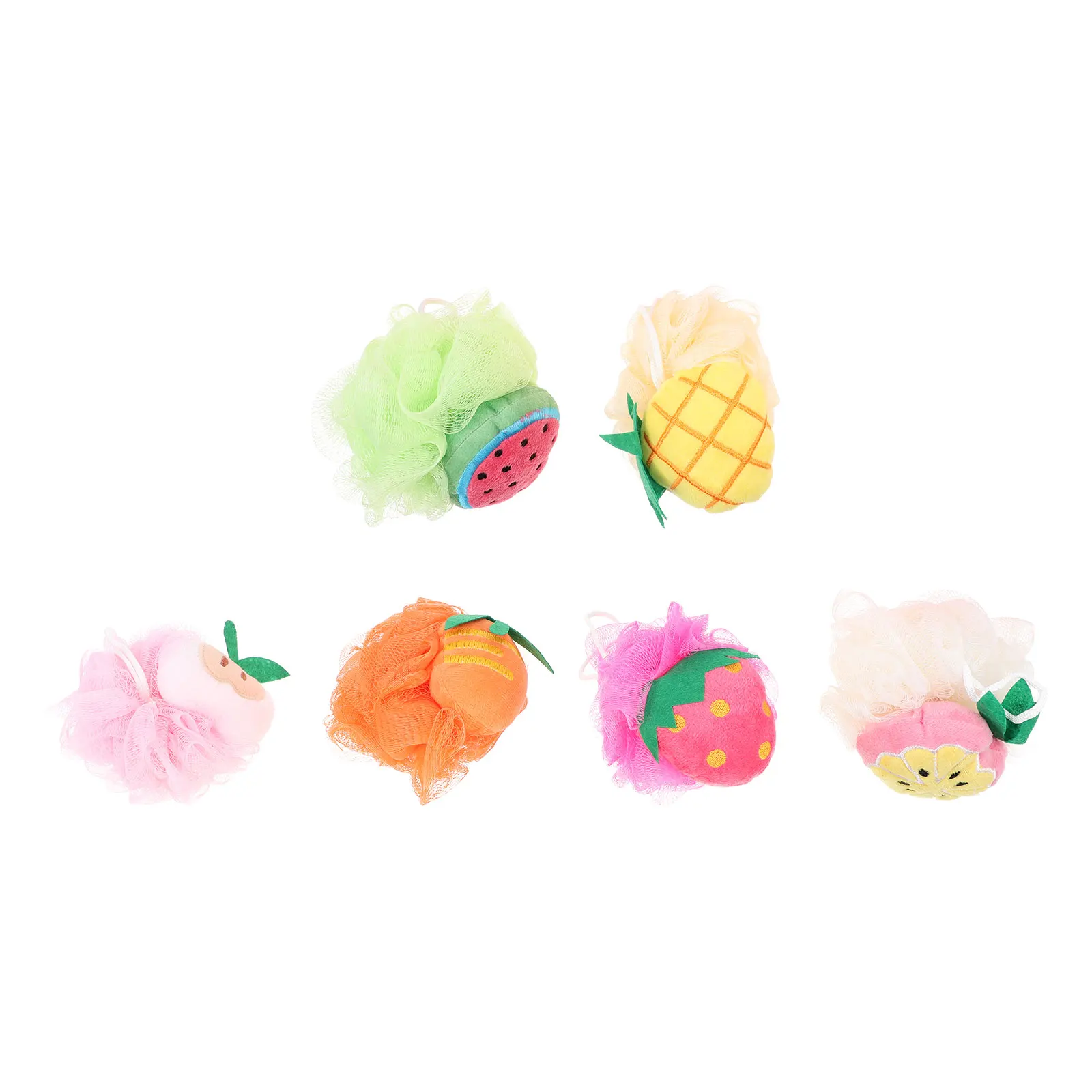 

6 Pcs Fruit Flowers Sponge Body Scrubber Lightweight Fine Mesh Hanging Rope Storage Saving Gifts Female Kids Bath