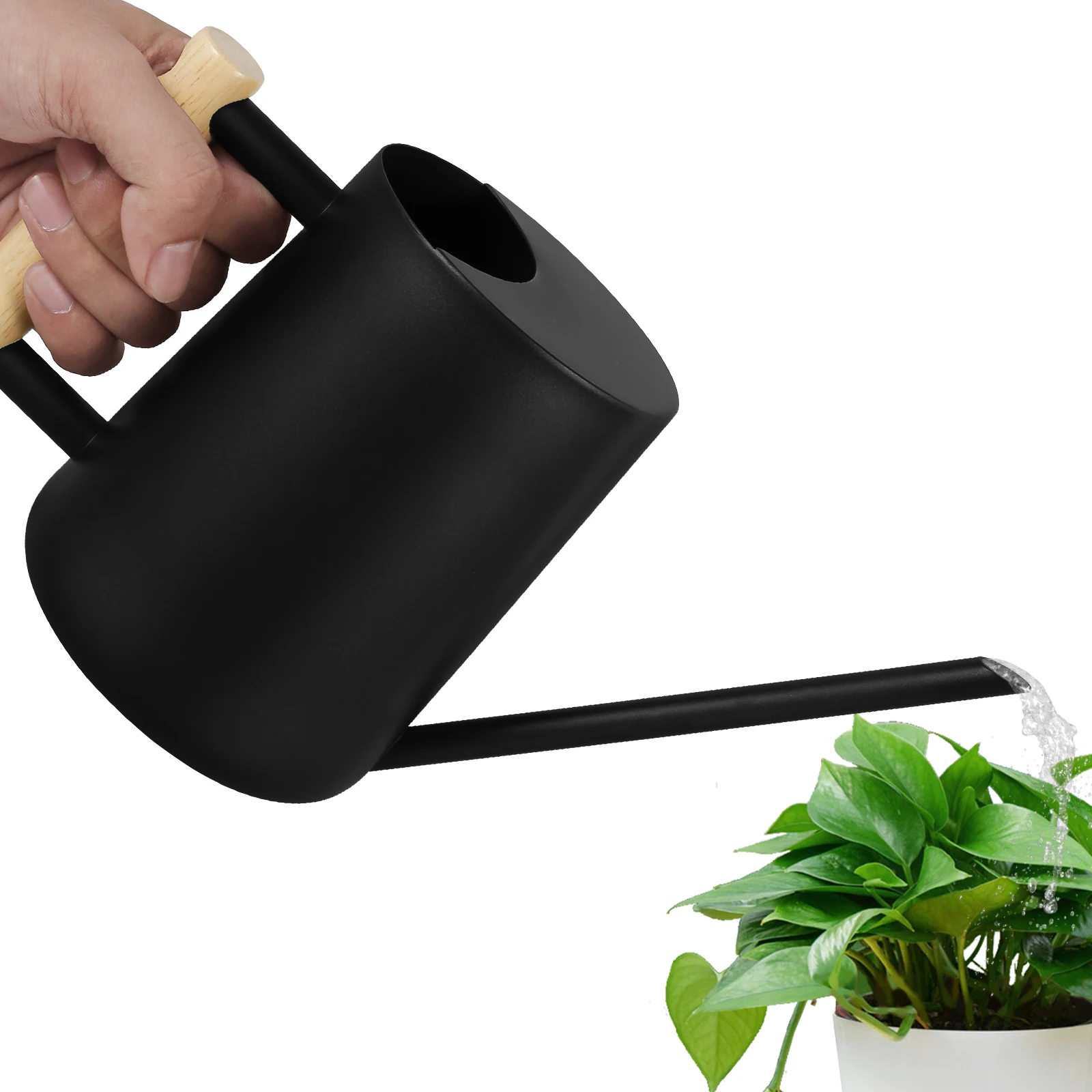 

35oz/1L Watering Can Small Watering Can with Wooden Handle Stainless Steel Watering Pot with Long Spout Indoor Plants Watering