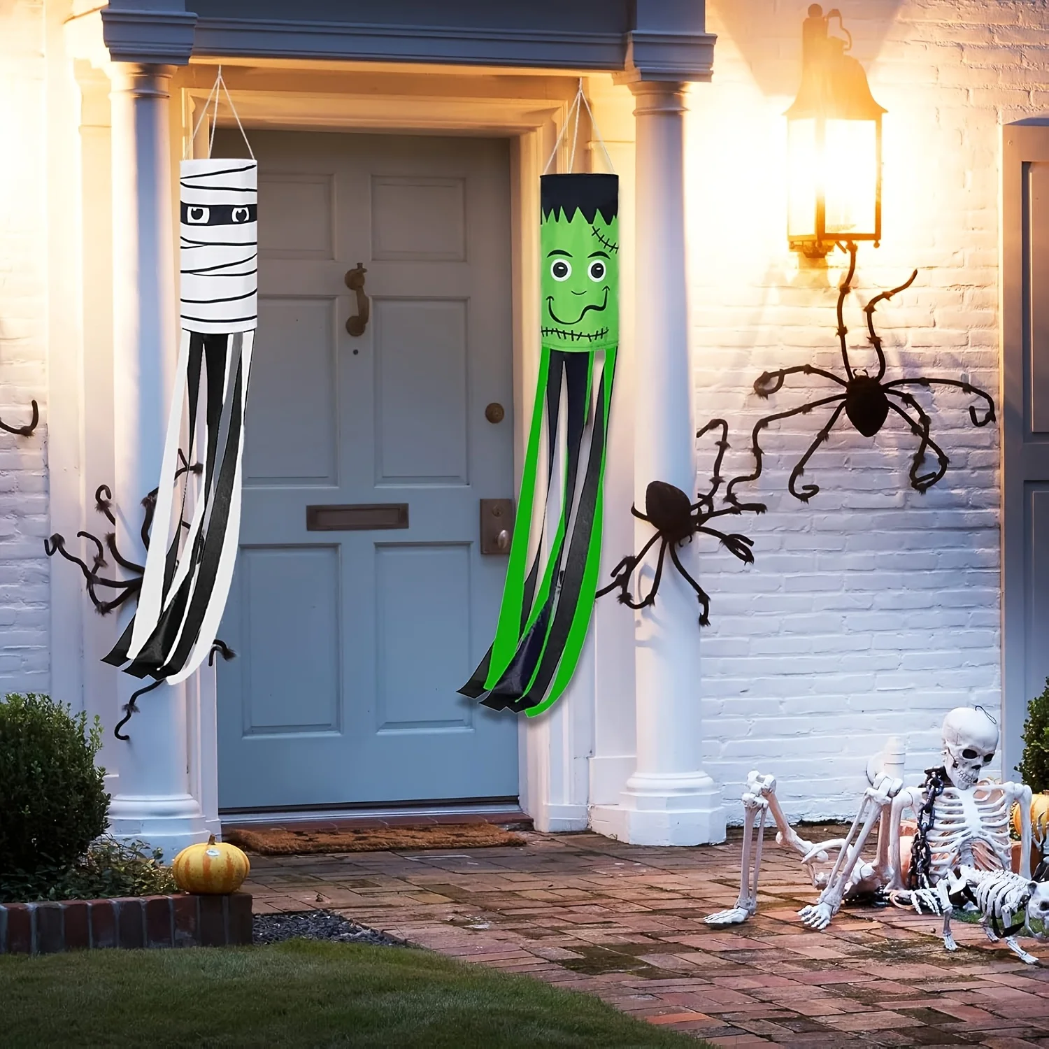 1Halloween Weathervane Spooky Wind Indicator Polyester Windsock Flag Hanging Decor For Outdoor Yard Lawn Porch Garden Halloween