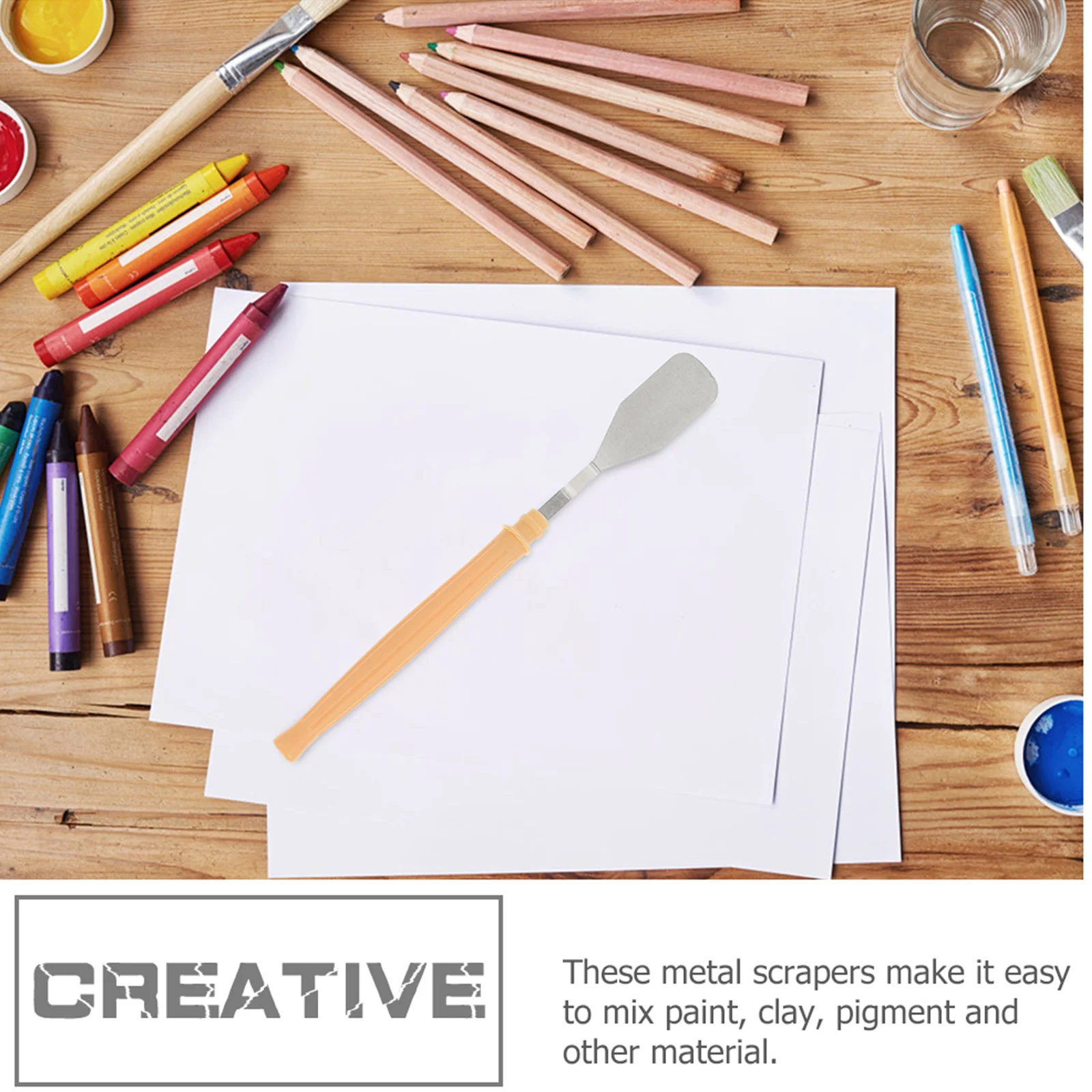 

12Pcs Painting Scraper Set Metal Tools Plastic Handle for Oil Mixing Canvas Acrylic Art Supplies Painting Scrapers