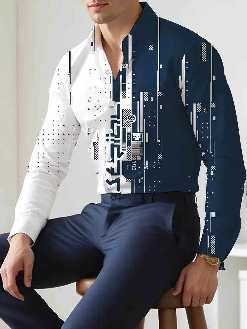 

3d High-Definition Printed Long Sleeved Shirt With Musical Notes Music Festival Party Casual And Comfortable Top MB12