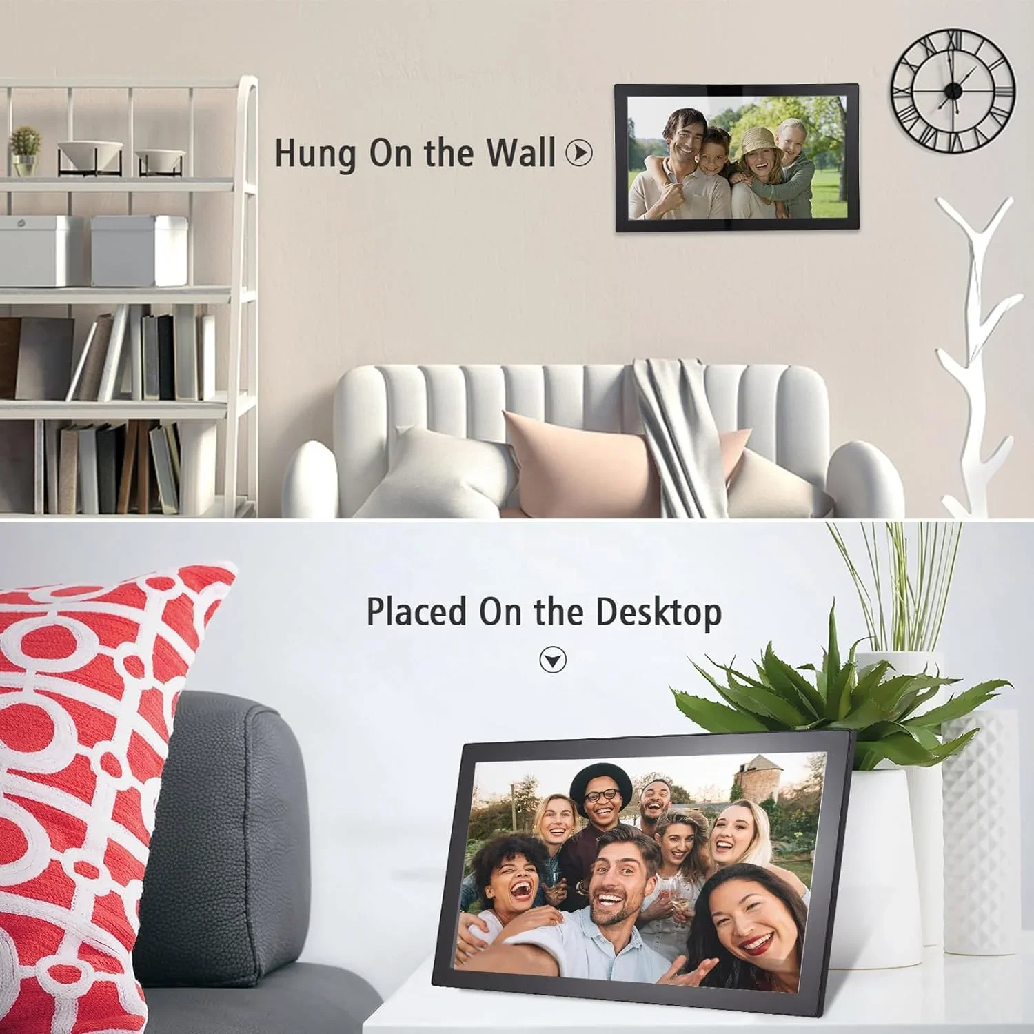 21,5-calowa cyfrowa ramka na zdjęcia Wi-Fi Duża cyfrowa ramka na zdjęcia Ekran dotykowy IPS 32 GB Automatyczne obrót Udostępnij zdjęcia za aplikacją Frameo