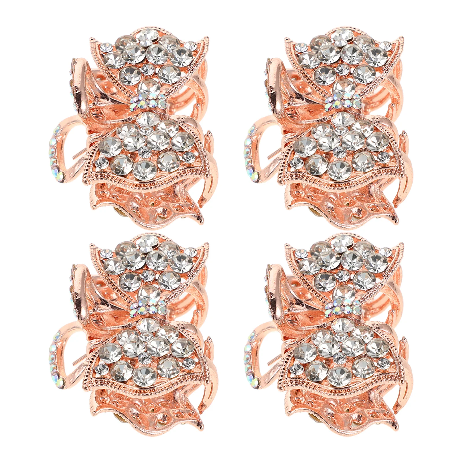 

4 шт., элегантные заколки для волос с бантом и стразами для женщин и девочек, косички с хвостиком, аксессуары для укладки, легкая безопасная фиксация