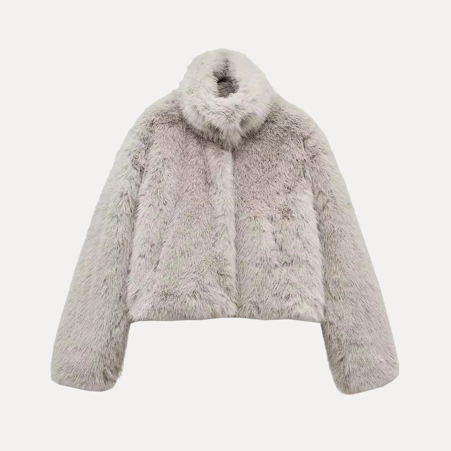 معطف نسائي من الفرو الاصطناعي أنيق لخريف 2025 Personali Sle Z Stand مناسب أوروبي Sle بدون قبعة