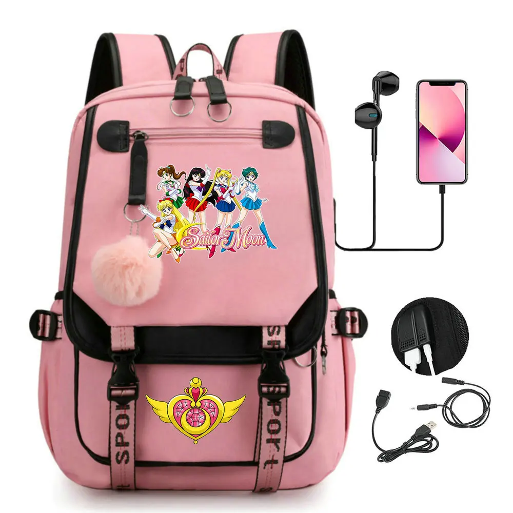 Sailor Moon Anime School Bag Fashion Book Backpack Trendy College Cool Female Plaid Backpack Women Laptop Bag Best Gift