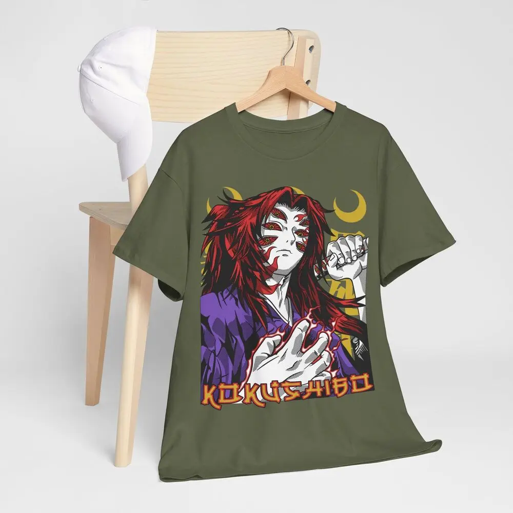 Kokushibo Demon Slayer Anime T-Shirt, Camisa Preta, Todos os Tamanhos, Kimetsu No Yaiba