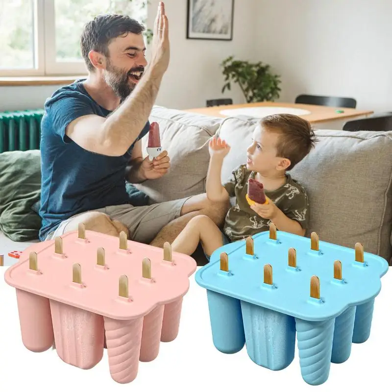 

9 slot Silicone Ice Cream Popsicle Mold Homemade Ice Cream Mould With Lid Sticks Food safe Silicone Ice Cream Maker For Kid